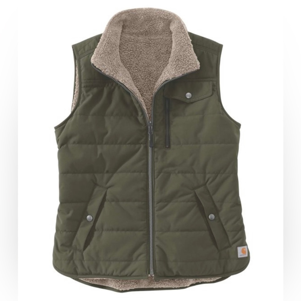 Womens Carhartt Sherpa-lined Vest L large. Basil Green